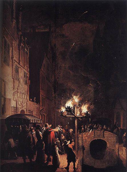 POEL, Egbert van der Celebration by Torchlight on the Oude Delft oil painting image